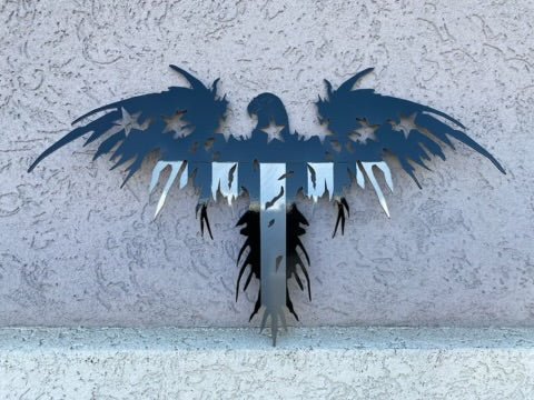 Metal American Eagle Wall Art – Patriotic Decor in American Steel Black and Silver