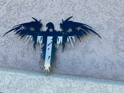 Metal American Eagle Wall Art – Patriotic Decor in American Steel Black and Silver