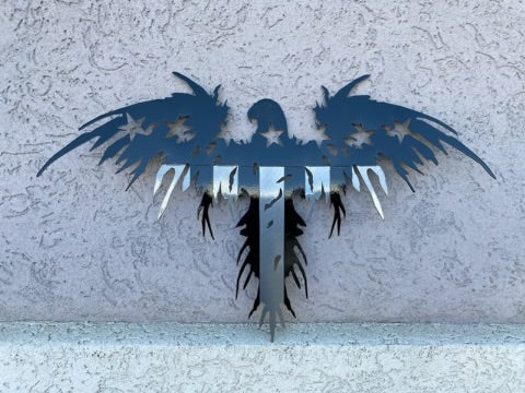Metal American Eagle Wall Art – Patriotic Decor in American Steel Black and Silver