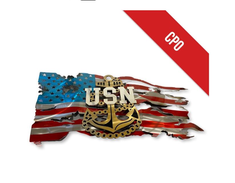 Tattered Chief Petty Officer Flag - Officially Licensed Navy Metal Art