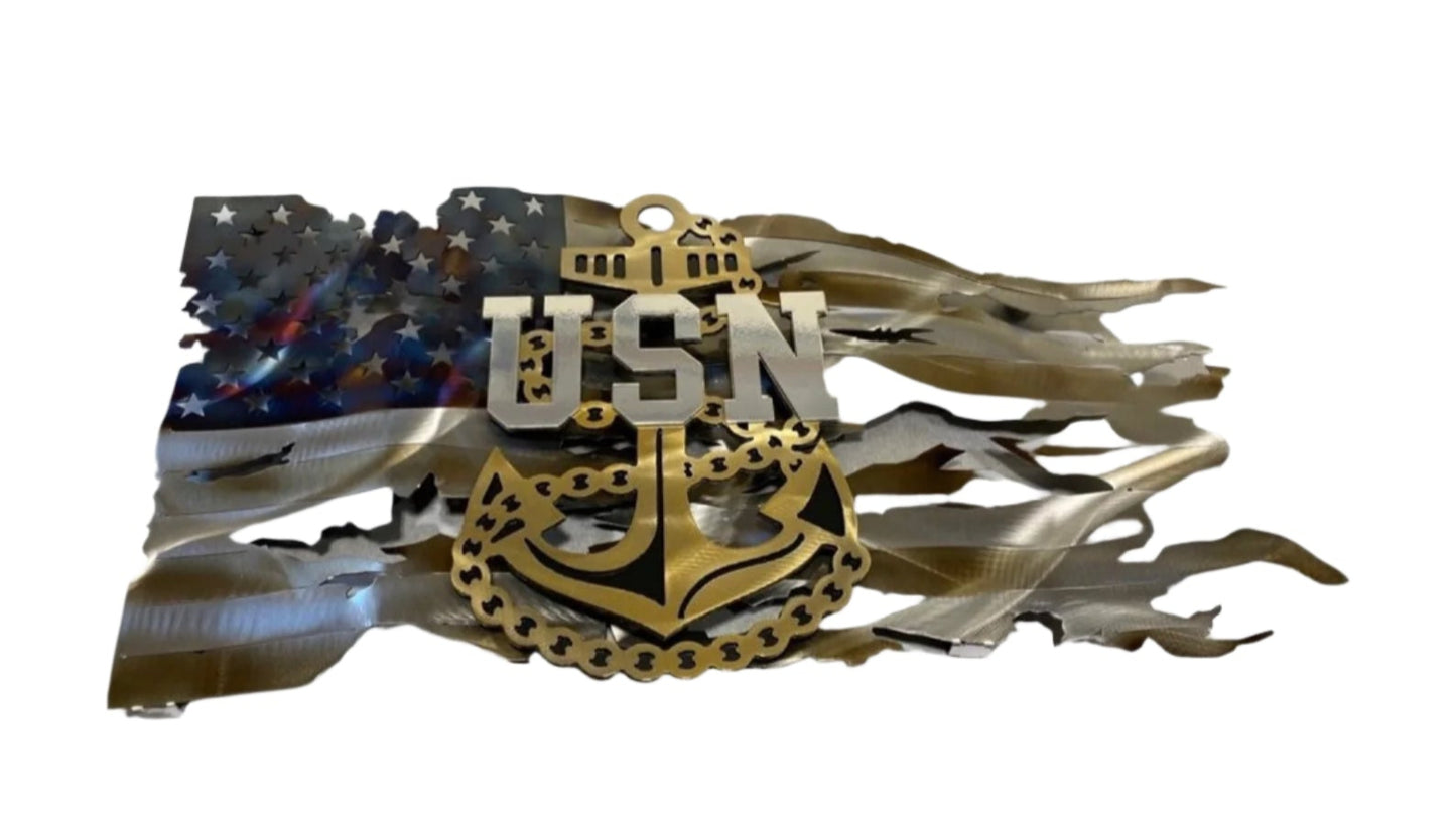 Tattered Chief Petty Officer Flag -  Officially Licensed Navy Metal Art