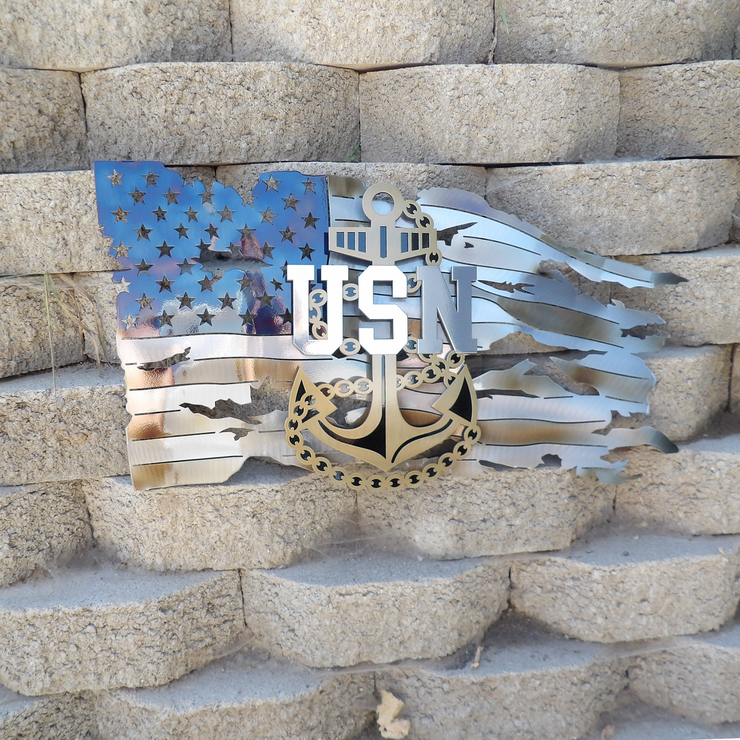 Tattered Chief Petty Officer Flag - Officially Licensed Navy Metal Art