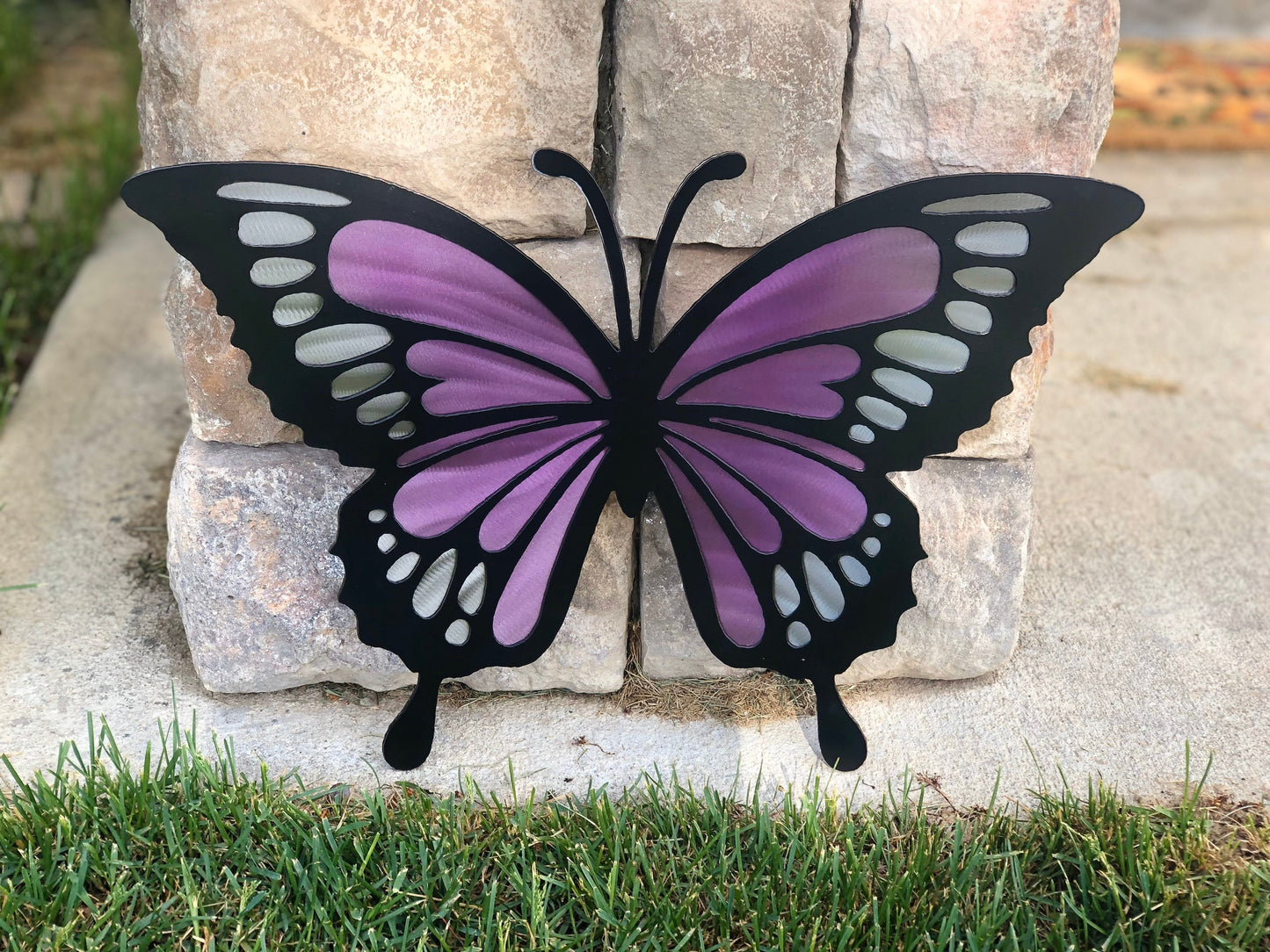 Handcrafted metal butterfly wall decor made from powder coated American steel
