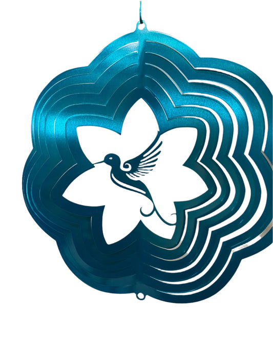 14-inch hummingbird metal wind spinner for outdoor garden decor