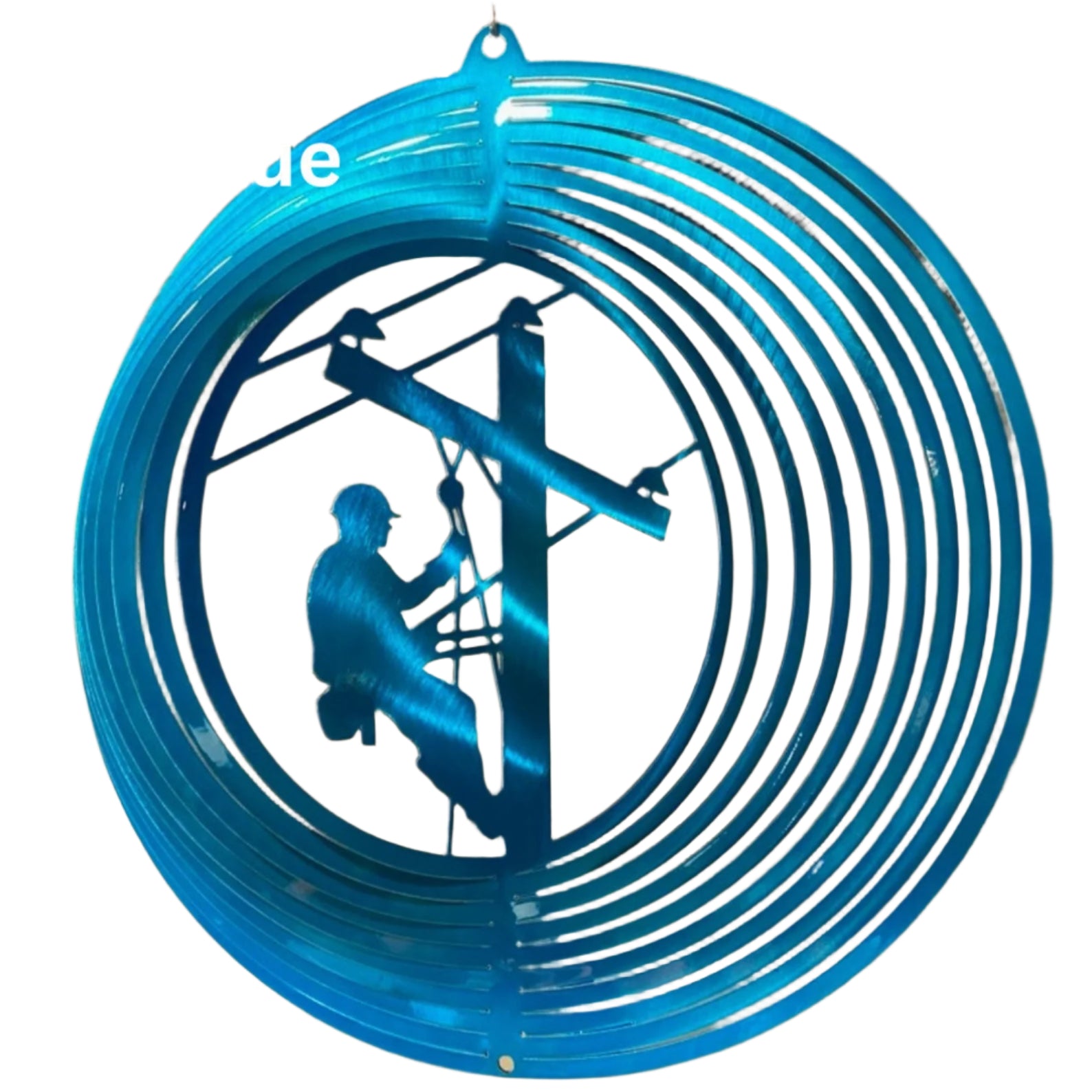 Lineman wind spinner made from powder coated metal for patriotic garden decor