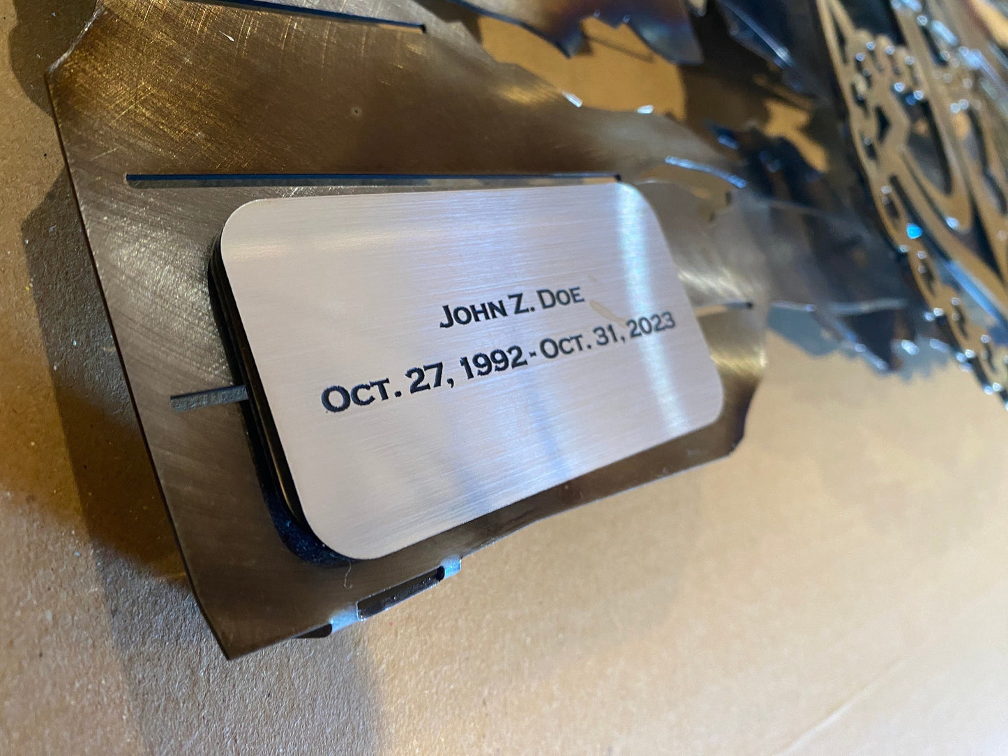 Personalized label add-on for 24-inch emblem flag in silver or gold