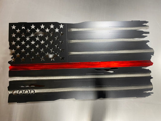 Personalized Thin Red Line American Flag wall art for firefighters