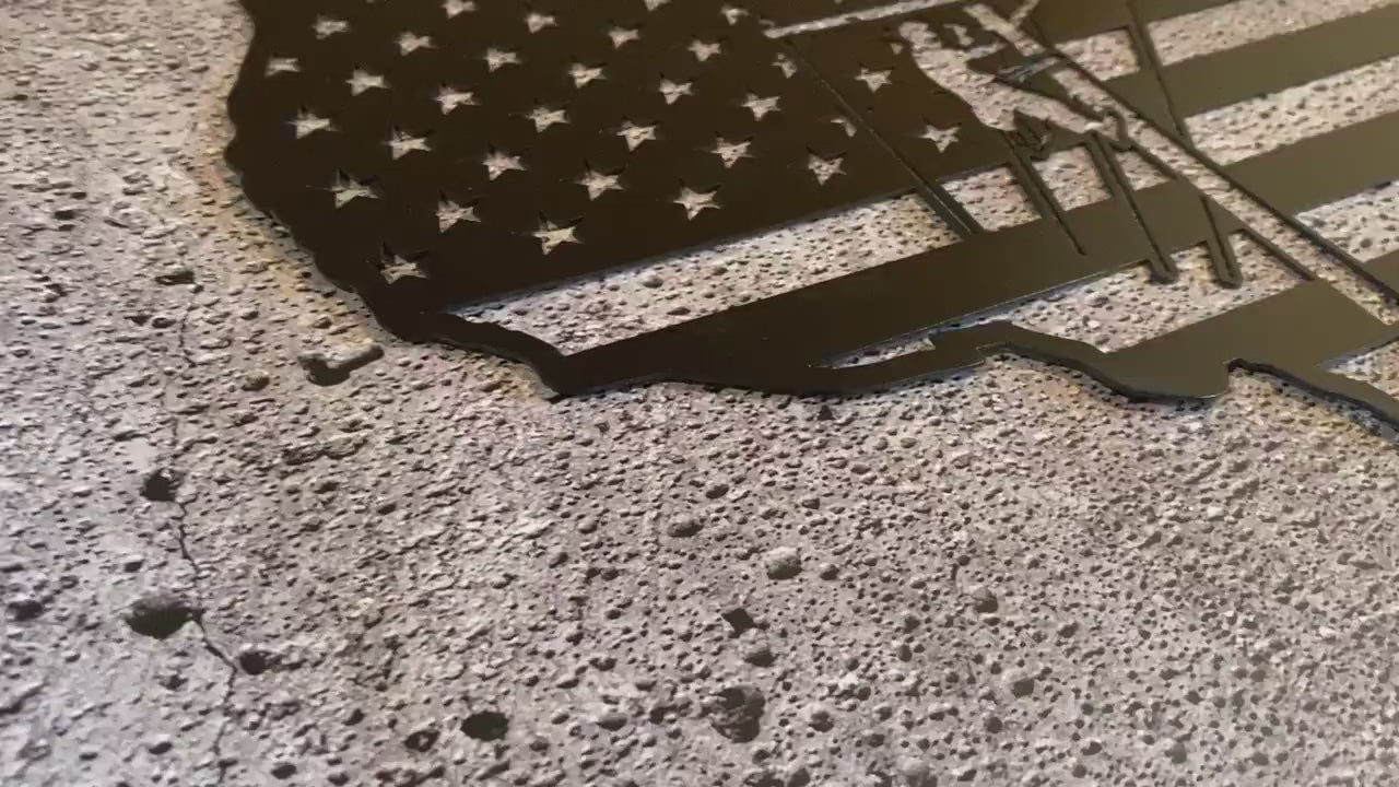 lineman american flag metal art made from american steel
