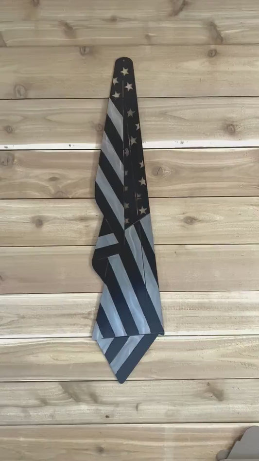 Black And Silver Draped Metal American Flag