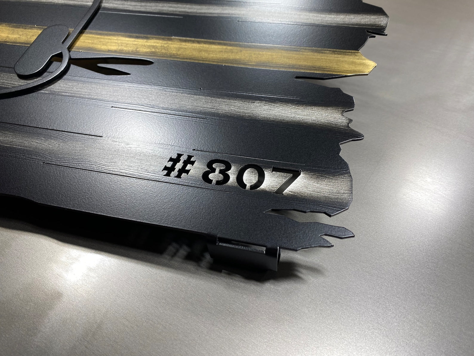 Thin Yellow Line flag honoring 911 dispatchers, made from powder coated aluminum, designed for display in homes or communication centers by CnS CnC