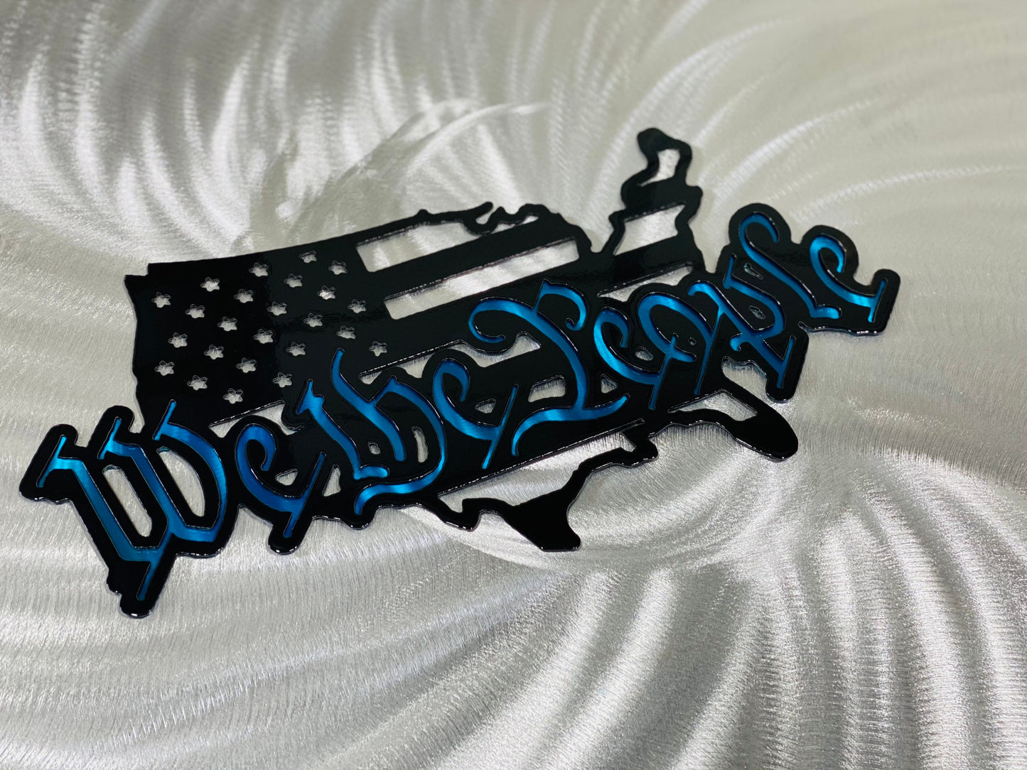 Powder coated We the People American flag metal wall art made in USA