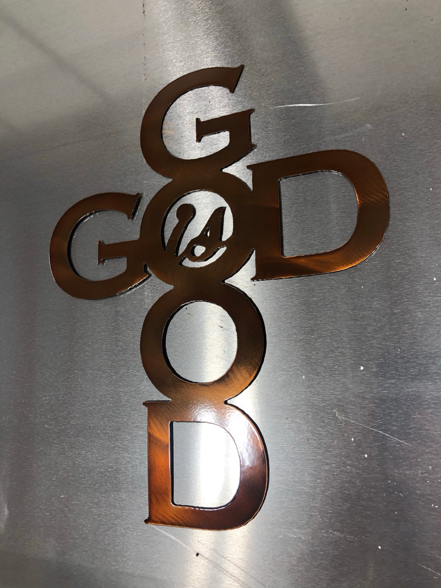 God Is Good Metal Sign, handcrafted from American steel with precision laser-cut lettering and a durable powder-coated finish by CnS CnC.
