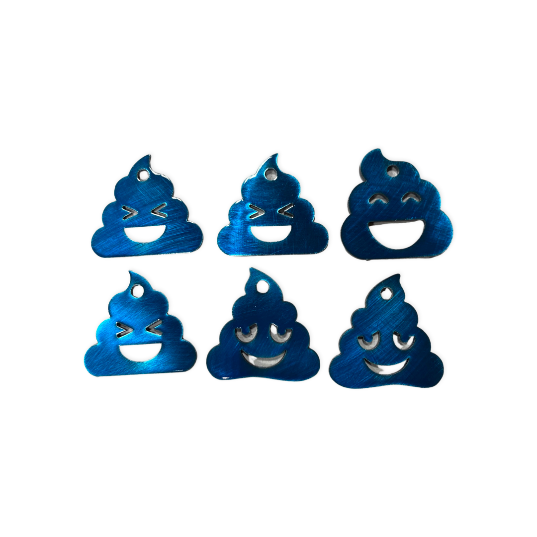Metal poo-shaped keychain available in multiple colors and sizes