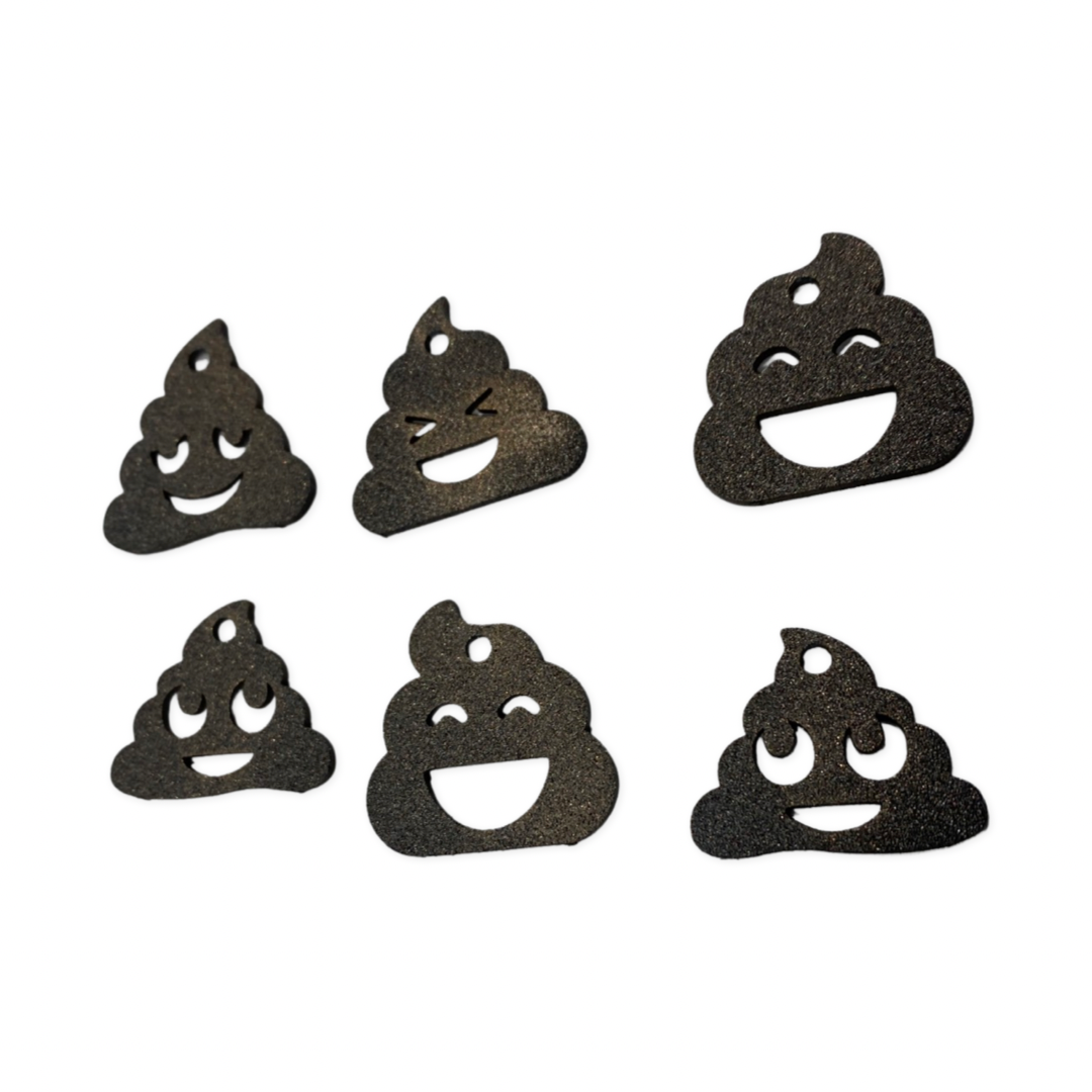 Metal poo-shaped keychain available in multiple colors and sizes