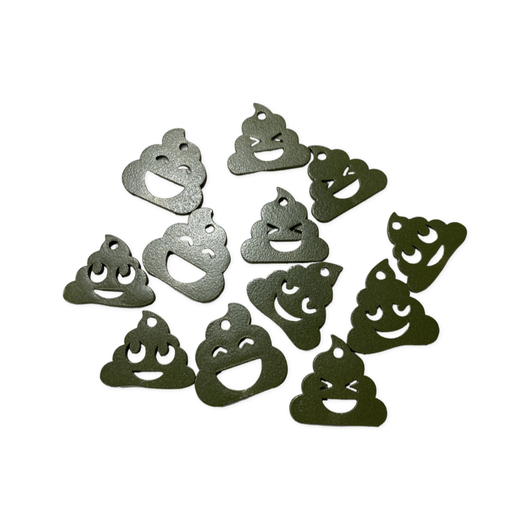 Metal poo-shaped keychain available in multiple colors and sizes