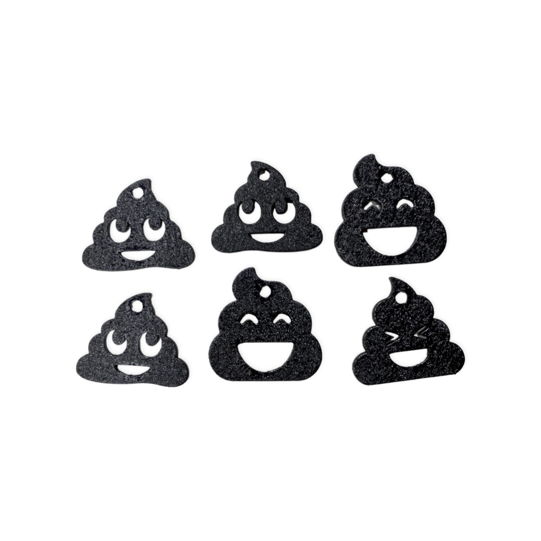 Metal poo-shaped keychain available in multiple colors and sizes