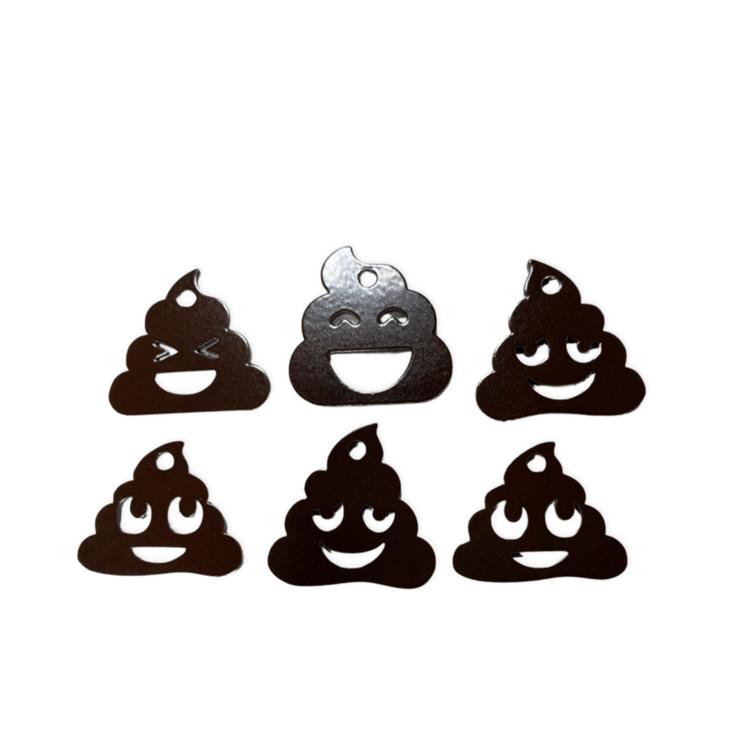 Metal poo-shaped keychain available in multiple colors and sizes