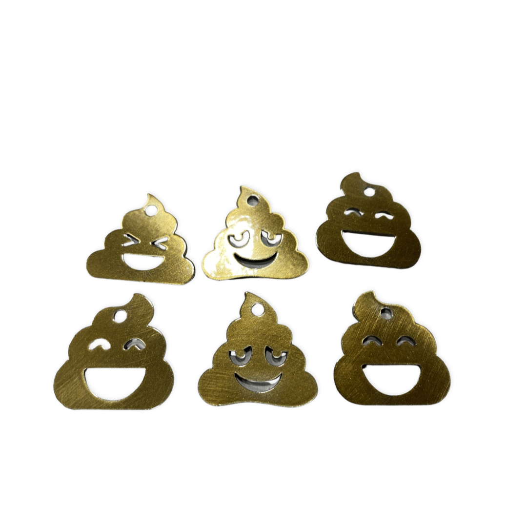 Metal poo-shaped keychain available in multiple colors and sizes