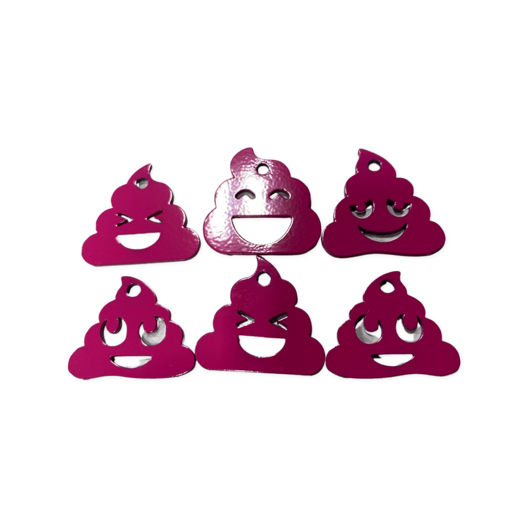 Metal poo-shaped keychain available in multiple colors and sizes