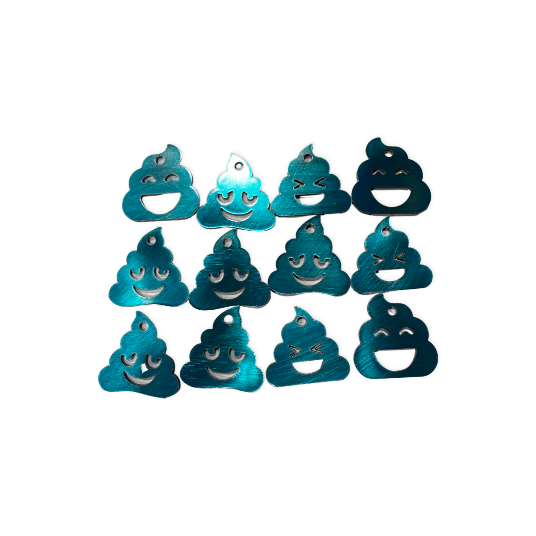 Metal poo-shaped keychain available in multiple colors and sizes