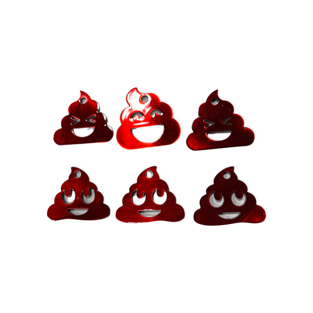 Metal poo-shaped keychain available in multiple colors and sizes