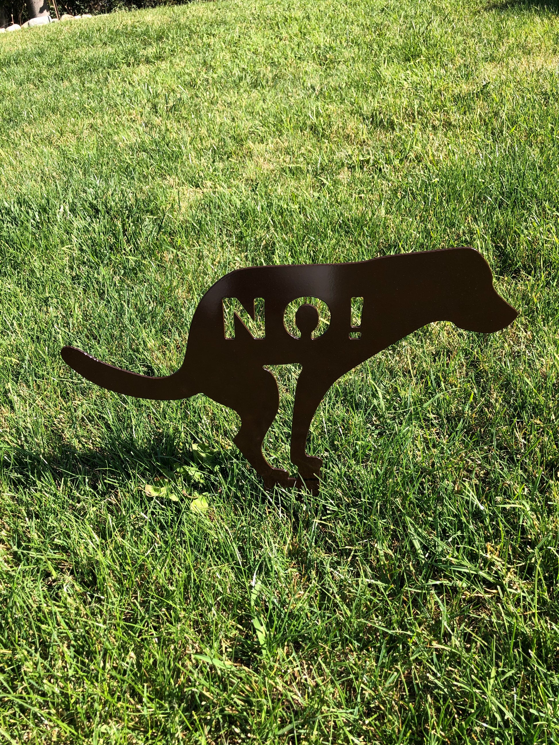 No pooping yard sign made of powder-coated 14-gauge steel, 14x15 inches for outdoor use