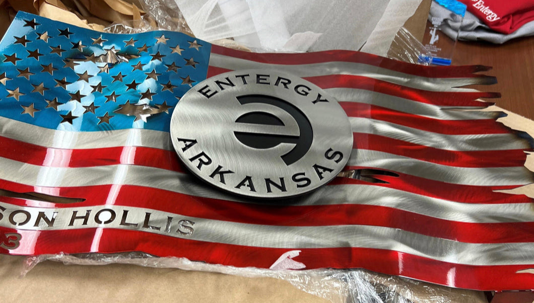 Entergy Texas Emblem flag 24” with name and year