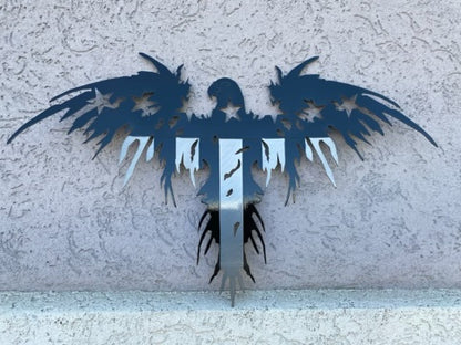Metal American Eagle Wall Art – Patriotic Decor in American Steel Black and Silver