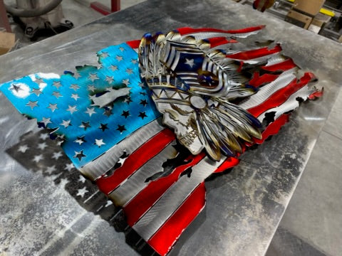 Command Chief Master Sergeant Skull Headdress American Flag