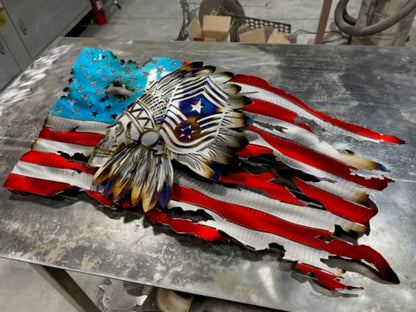 Command Chief Master Sergeant Skull Headdress American Flag