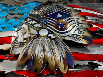 Command Chief Master Sergeant Skull Headdress American Flag