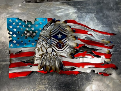 Command Chief Master Sergeant Skull Headdress American Flag