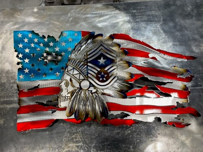 Command Chief Master Sergeant Skull Headdress American Flag
