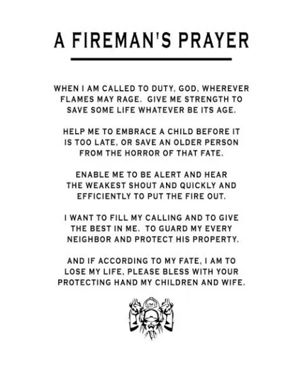 Fireman's Prayer Thin Red Line American Flag – Metal Wall Art