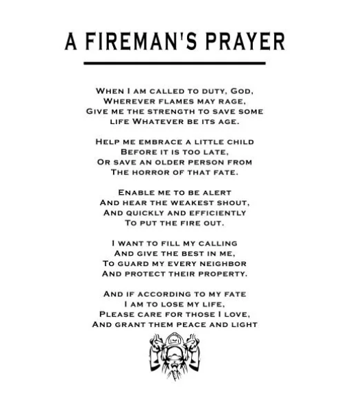 Fireman's Prayer Thin Red Line American Flag – Metal Wall Art