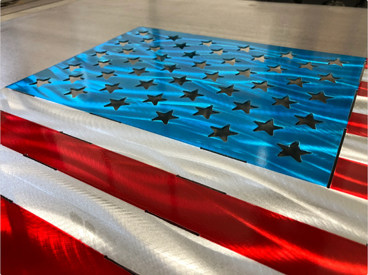 Aluminum Standard American Flag, handcrafted from marine-grade aluminum with precision laser-cut details and integrated mounting brackets by CnS CnC.