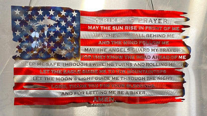 bike's prayer metal flag