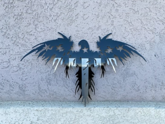 Metal American Eagle Wall Art – Patriotic Decor in American Steel Black and Silver