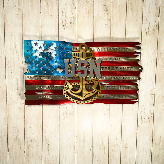 Tattered Chief Petty Officer Flag -  Officially Licensed Navy Metal Art
