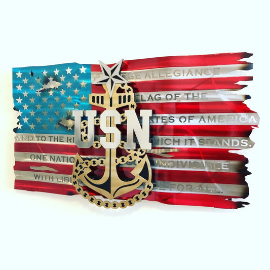 Senior Chief Petty Officer Tattered Flag | SCPO Metal Art