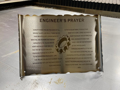 Engineer’s Prayer Metal Scroll