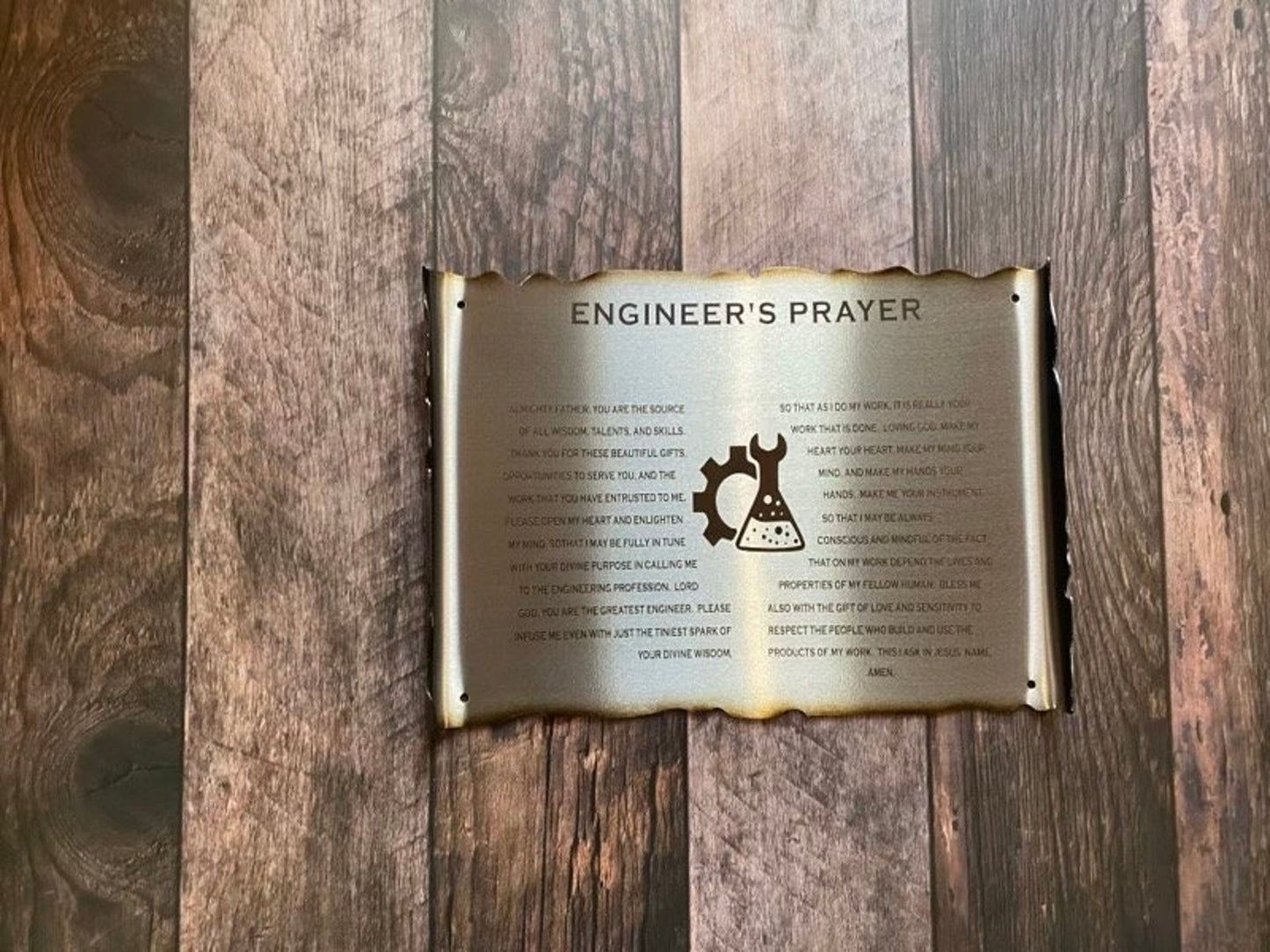 Engineer’s Prayer Metal Scroll