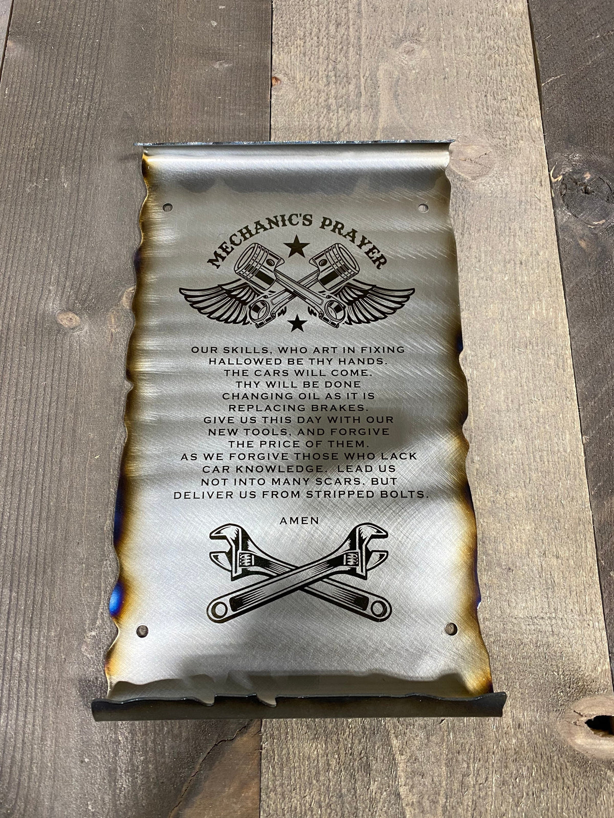 Mechanic Garage Metal Scroll Sign – Rugged Steel Gift – CnS CnC