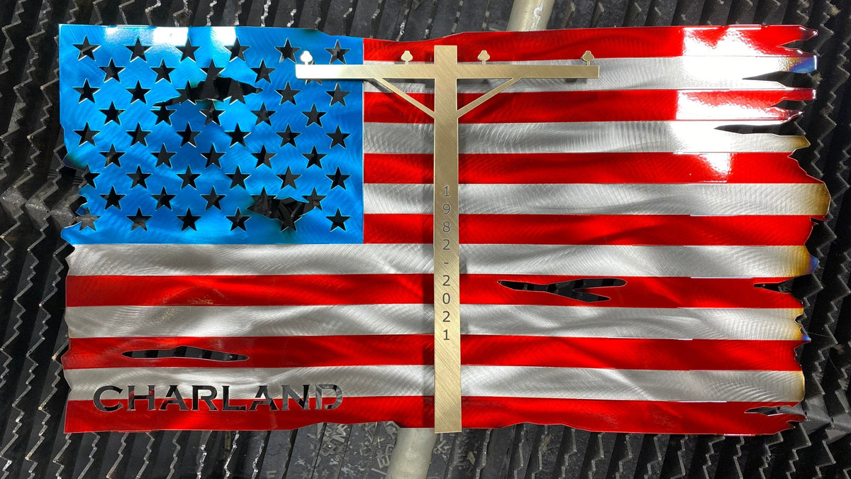 Custom Lineman Flag – Personalized Line Life Metal Art – CnS CnC