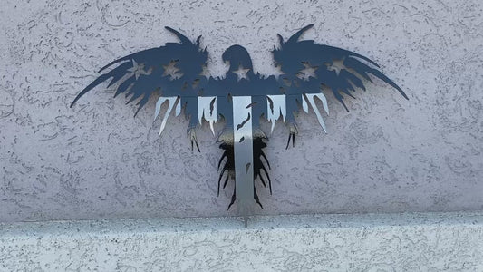 Metal American Eagle Wall Art – Patriotic Decor in American Steel Black and Silver