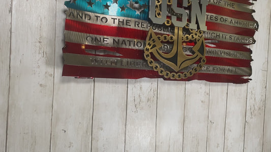 Tattered Chief Petty Officer Flag -  Officially Licensed Navy Metal Art