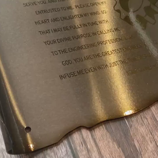 Metal Scroll With engineer's Prayer