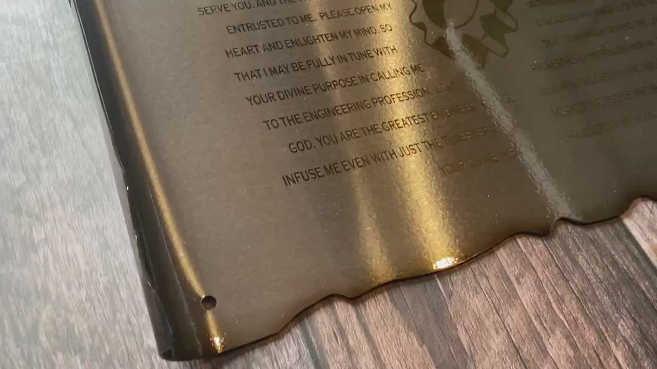 Metal Scroll With engineer's Prayer