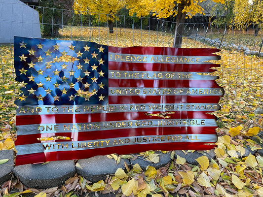 7th Anniversary Pledge of Allegiance Flag – custom metal wall art by CnS CnC