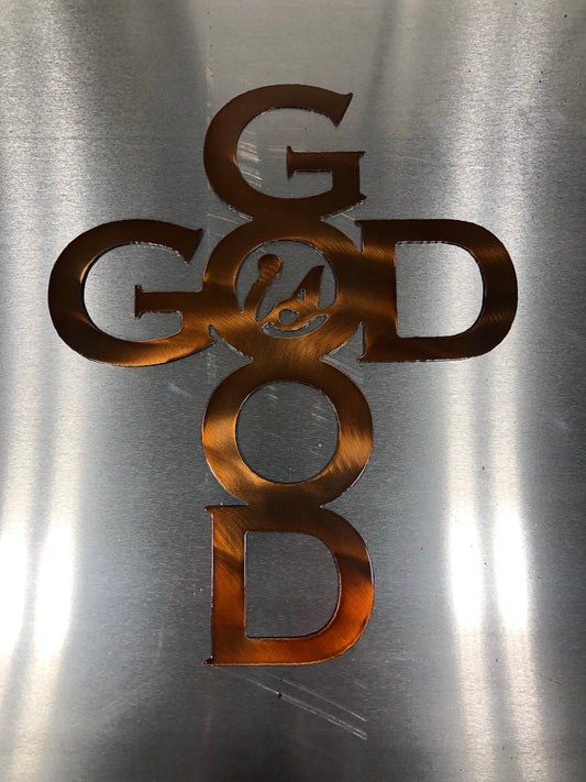  God Is Good Metal Sign, handcrafted from American steel with precision laser-cut lettering and a durable powder-coated finish by CnS CnC.